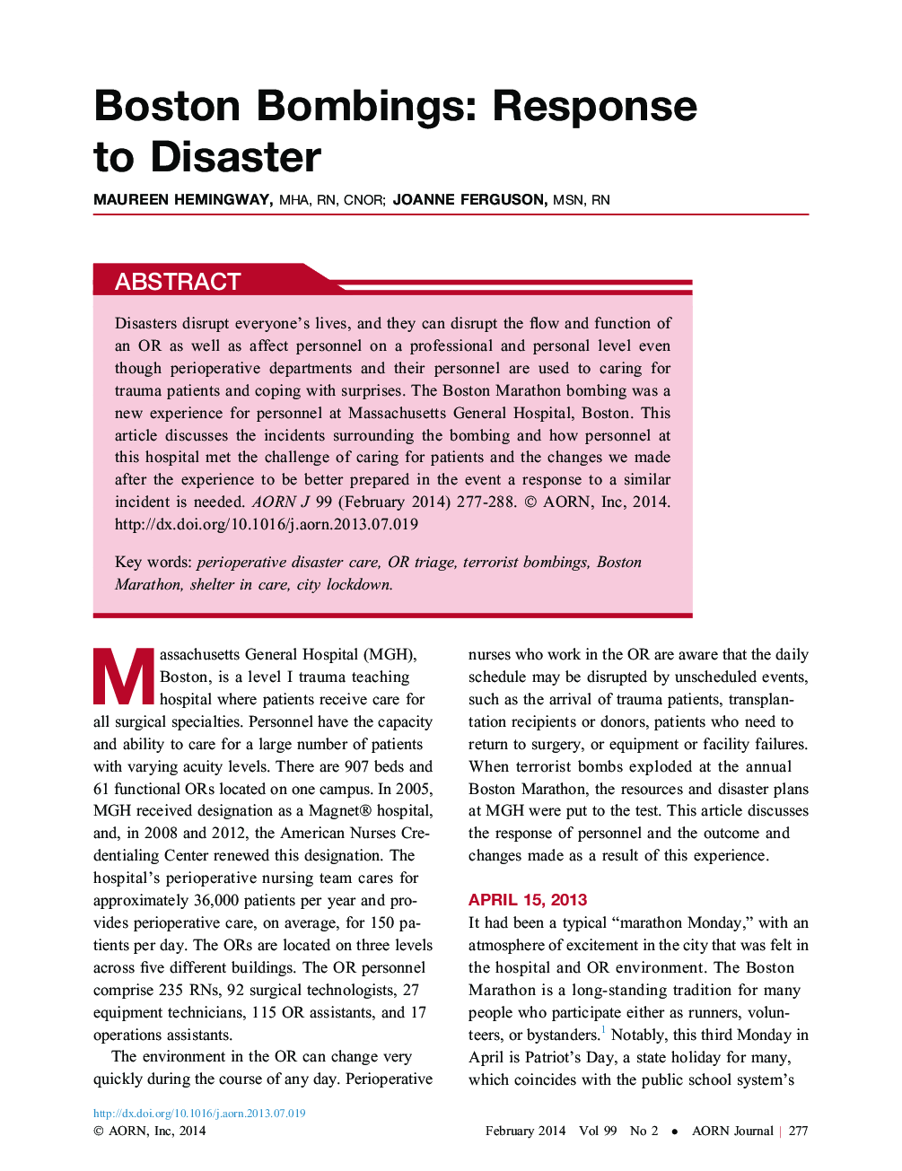 عکس صفحه اول مقاله: Boston Bombings: Response to Disaster Boston Bombings: Response to Disaster