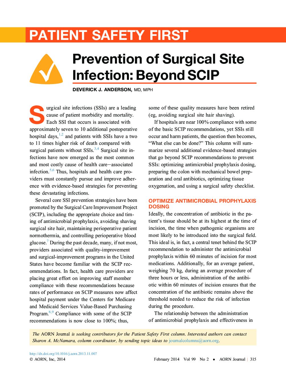 عکس صفحه اول مقاله: Prevention of Surgical Site Infection: Beyond SCIP Prevention of Surgical Site Infection: Beyond SCIP