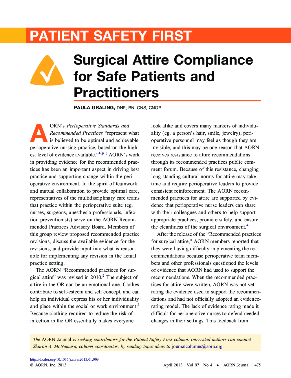 عکس صفحه اول مقاله: Surgical Attire Compliance for Safe Patients and Practitioners Surgical Attire Compliance for Safe Patients and Practitioners