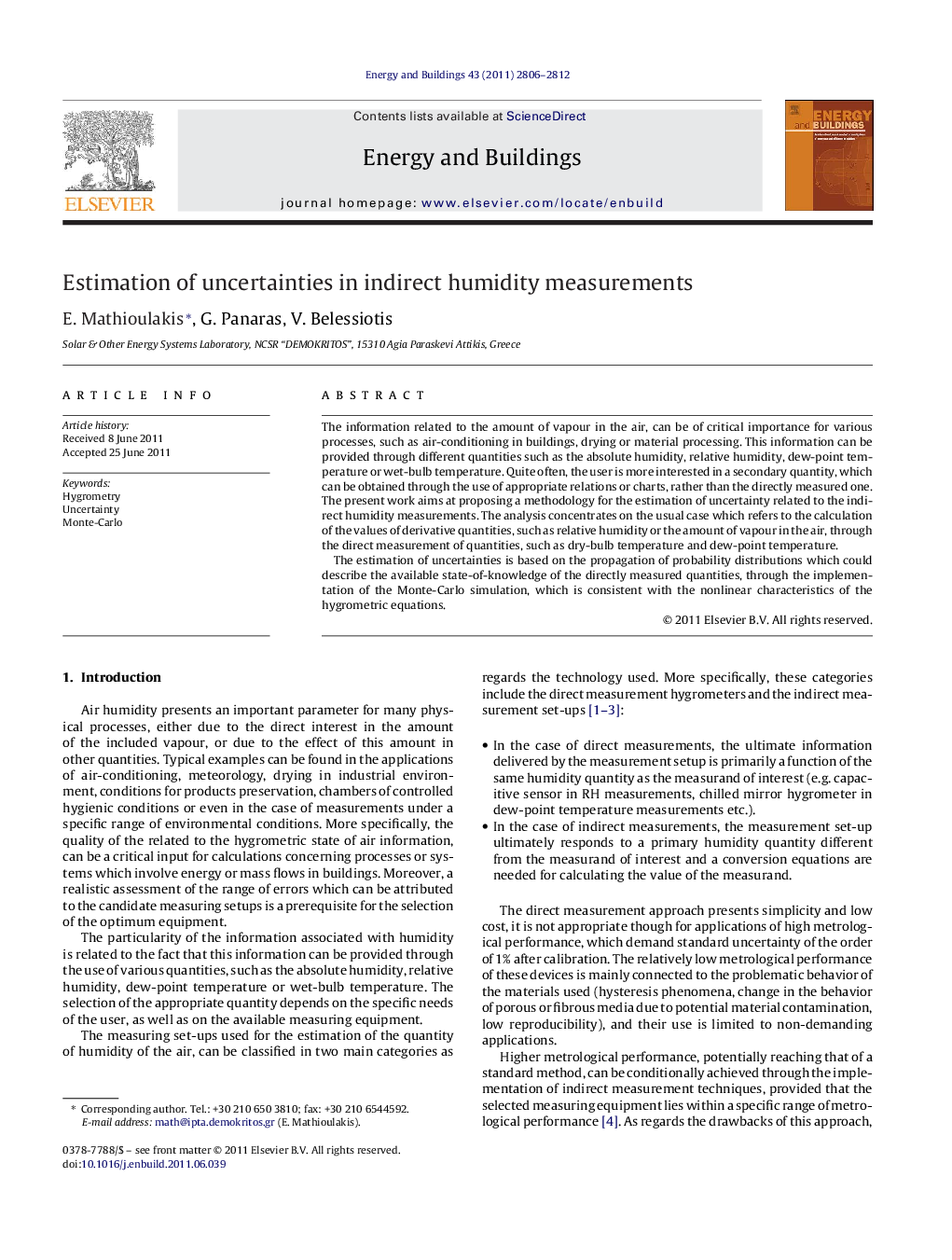 Estimation of uncertainties in indirect humidity measurements