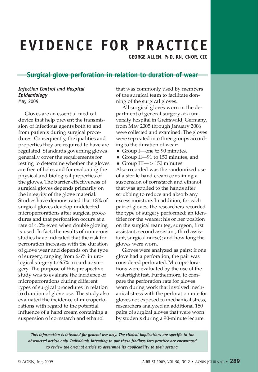 عکس صفحه اول مقاله: Evidence for Practice Evidence for Practice