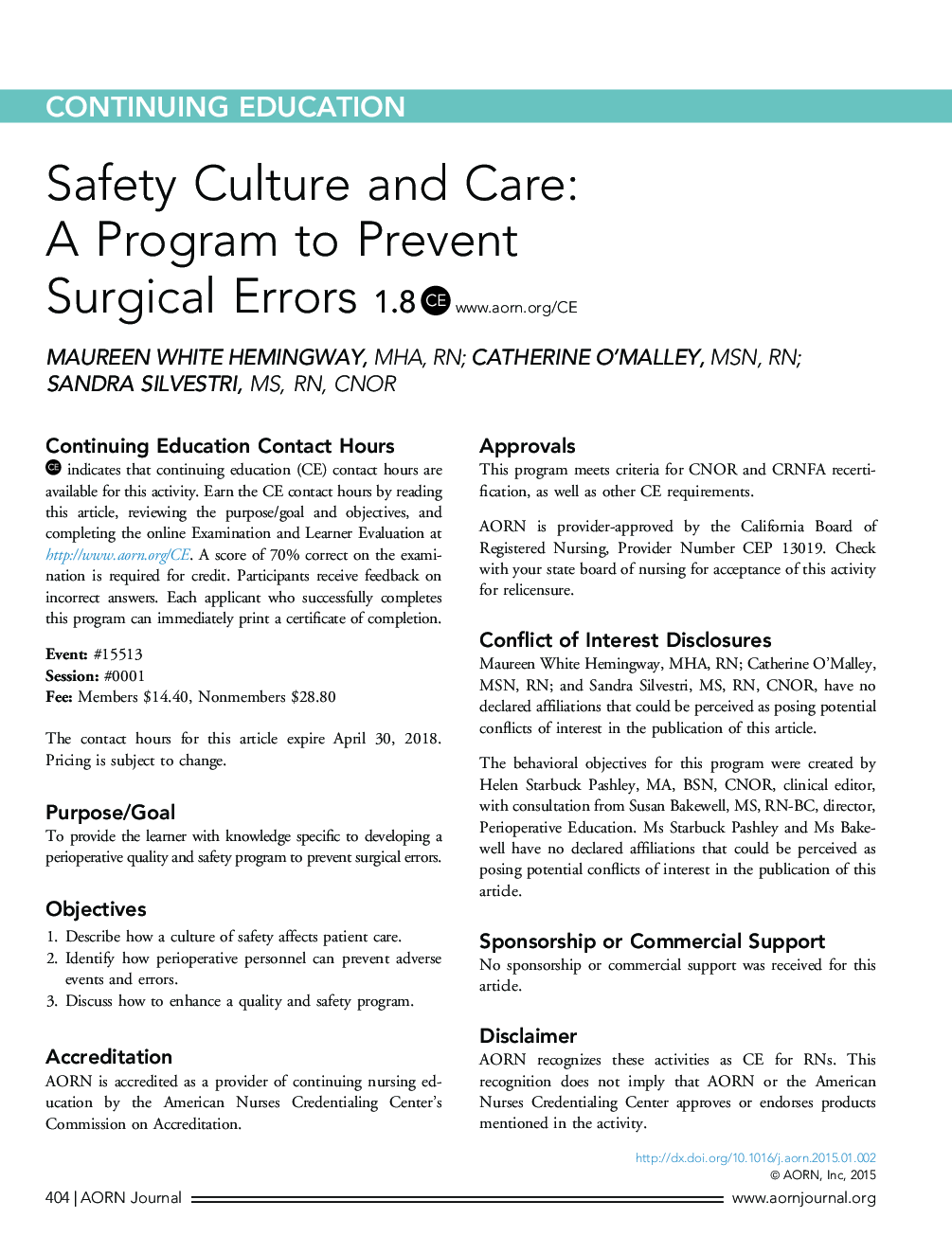 فرهنگ ایمنی و مراقبت: یک برنامه برای جلوگیری از خطاهای جراحی 