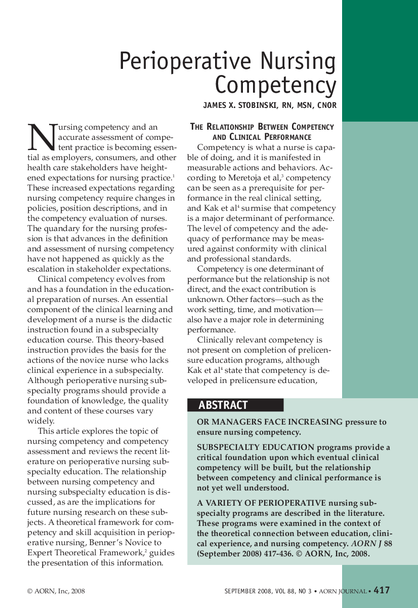 Perioperative Nursing Competency