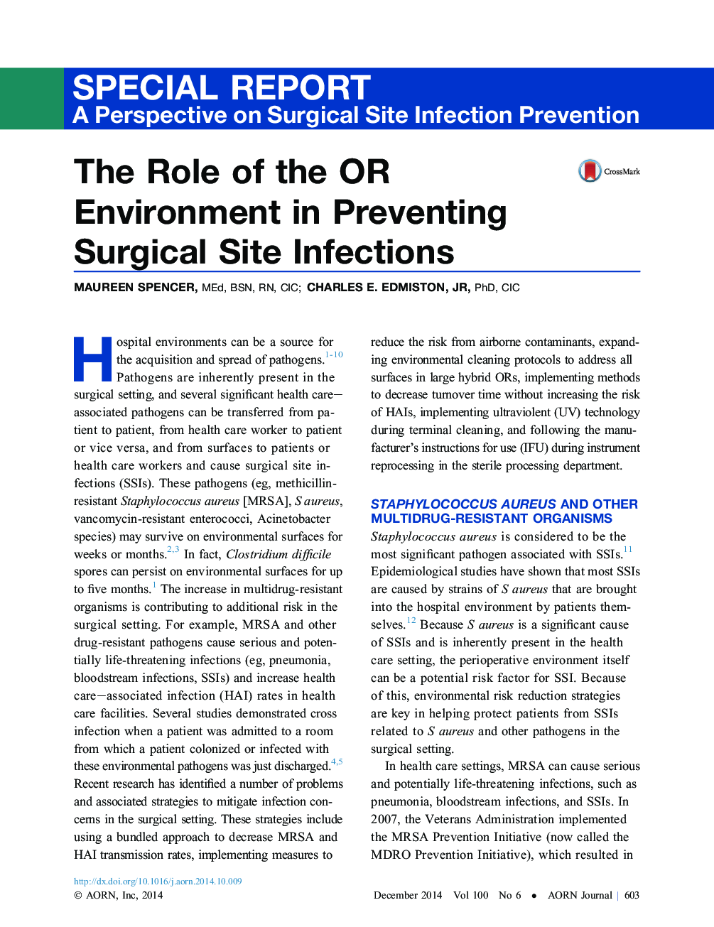 عکس صفحه اول مقاله: The Role of the OR Environment in Preventing Surgical Site Infections The Role of the OR Environment in Preventing Surgical Site Infections