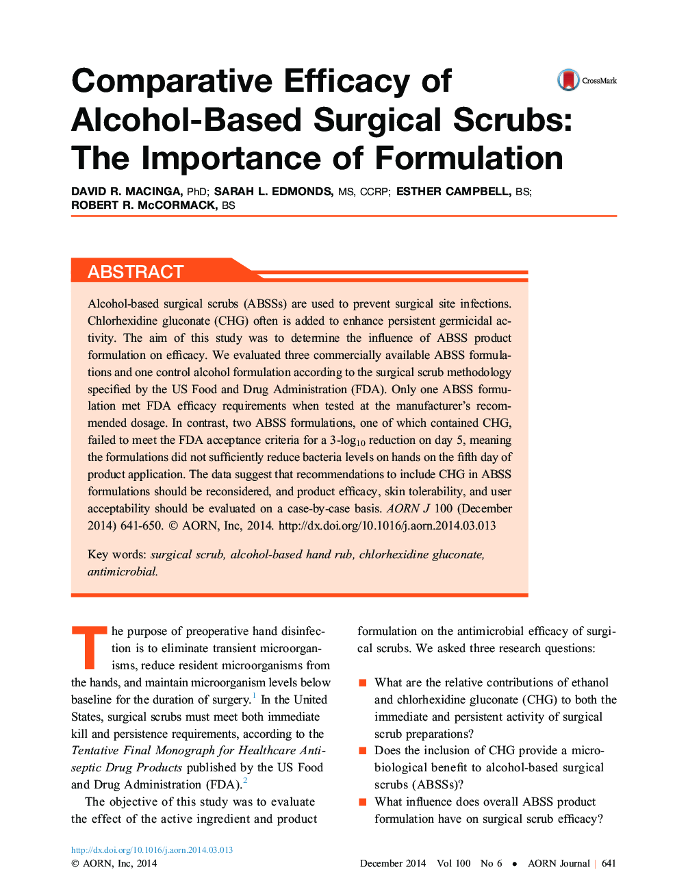 اثربخشی مقایسهای اسکراب جراحی مبتنی بر الکل: اهمیت فرمولاسیون 