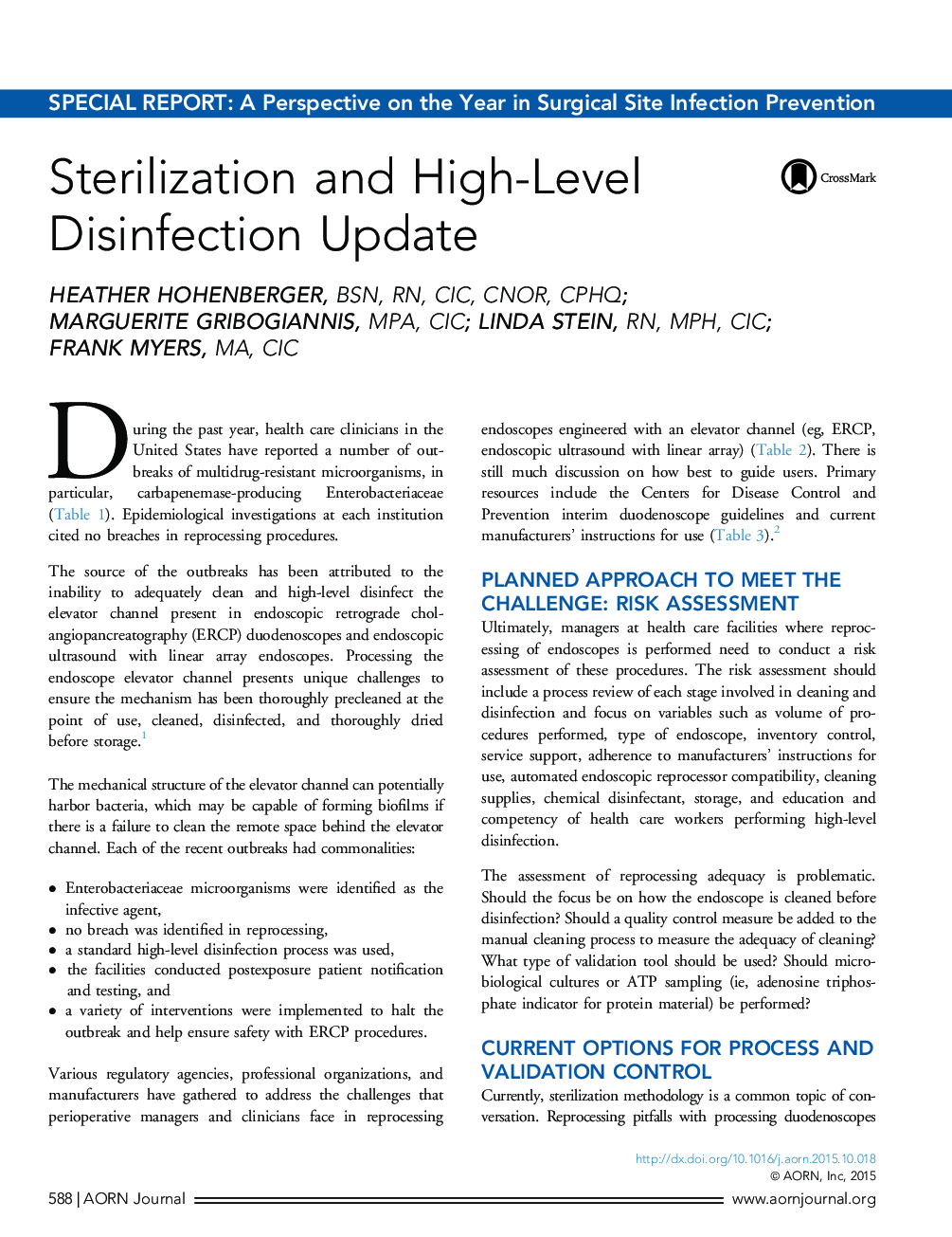 Sterilization and High-Level Disinfection Update