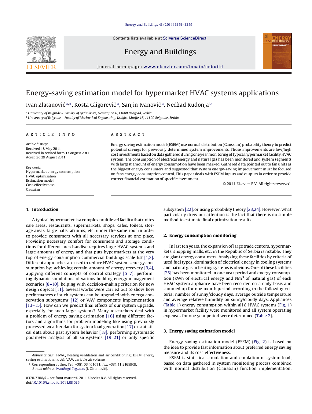 Energy-saving estimation model for hypermarket HVAC systems applications