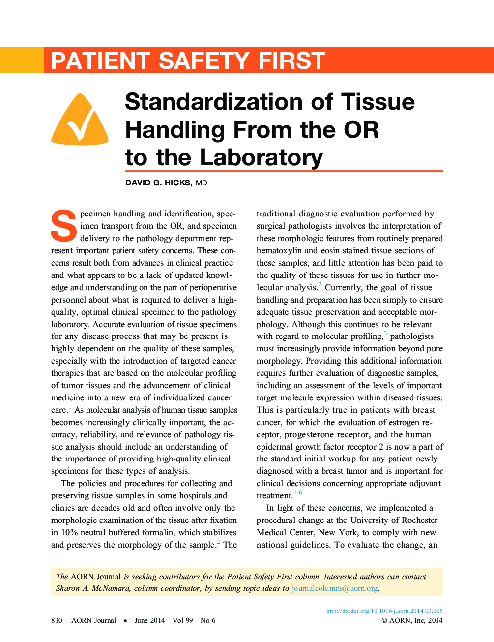 عکس صفحه اول مقاله: Standardization of Tissue Handling From the OR to the Laboratory Standardization of Tissue Handling From the OR to the Laboratory