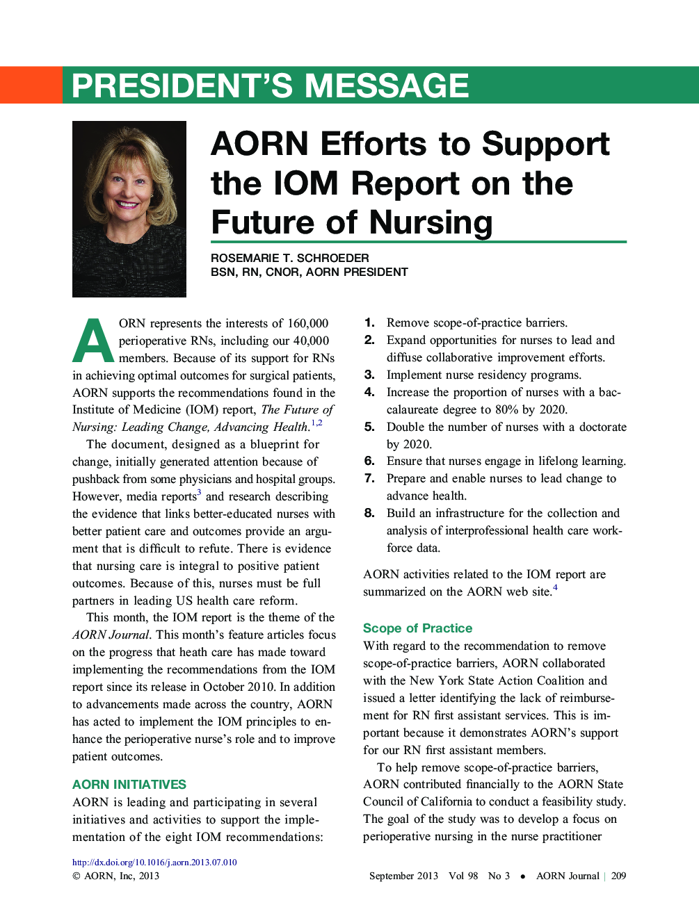 عکس صفحه اول مقاله: AORN Efforts to Support the IOM Report on the Future of Nursing AORN Efforts to Support the IOM Report on the Future of Nursing