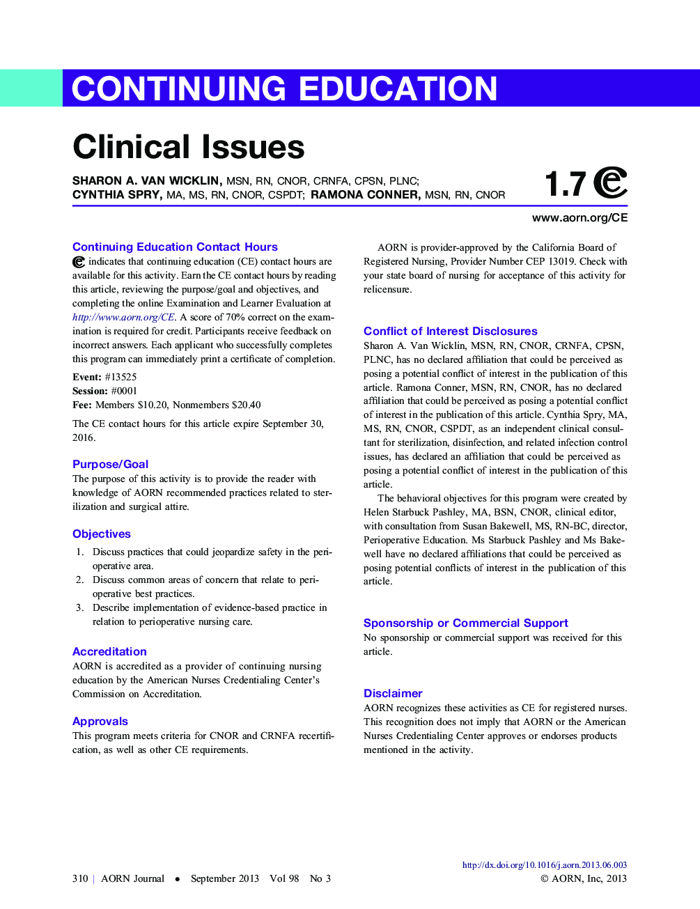 Clinical Issues-September 2013