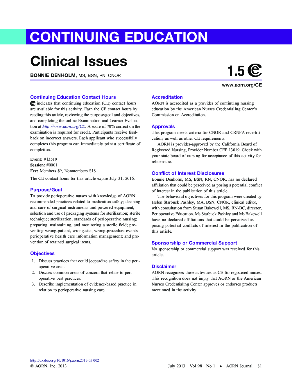 Clinical Issues-July 2013