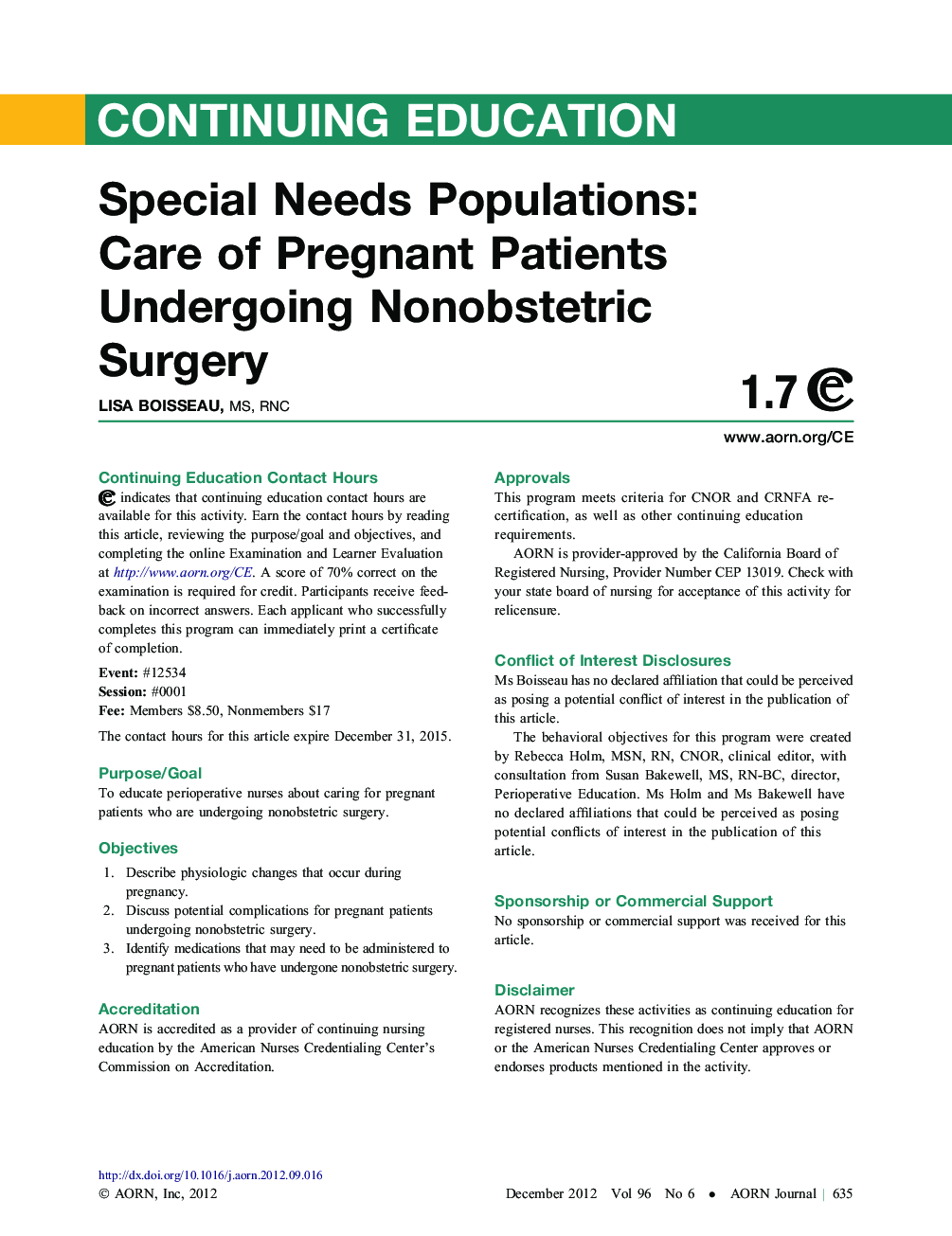 عکس صفحه اول مقاله: Care of Pregnant Patients Undergoing Nonobstetric Surgery Care of Pregnant Patients Undergoing Nonobstetric Surgery