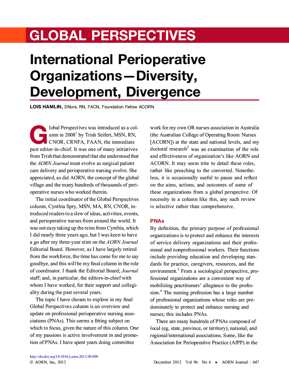 عکس صفحه اول مقاله: International Perioperative Organizations-Diversity, Development, Divergence International Perioperative Organizations-Diversity, Development, Divergence