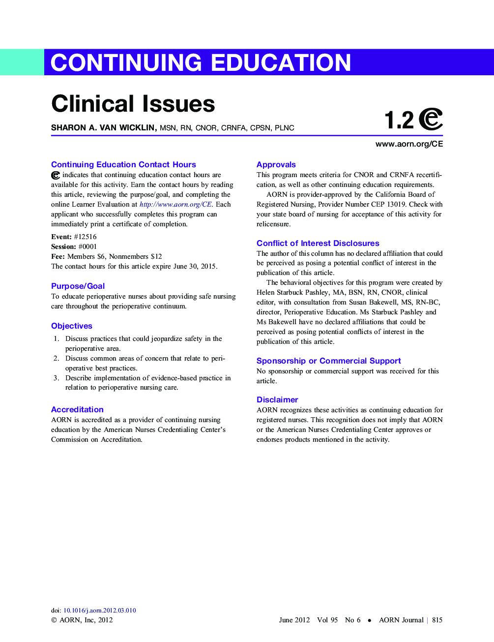 Clinical Issues-June 2012