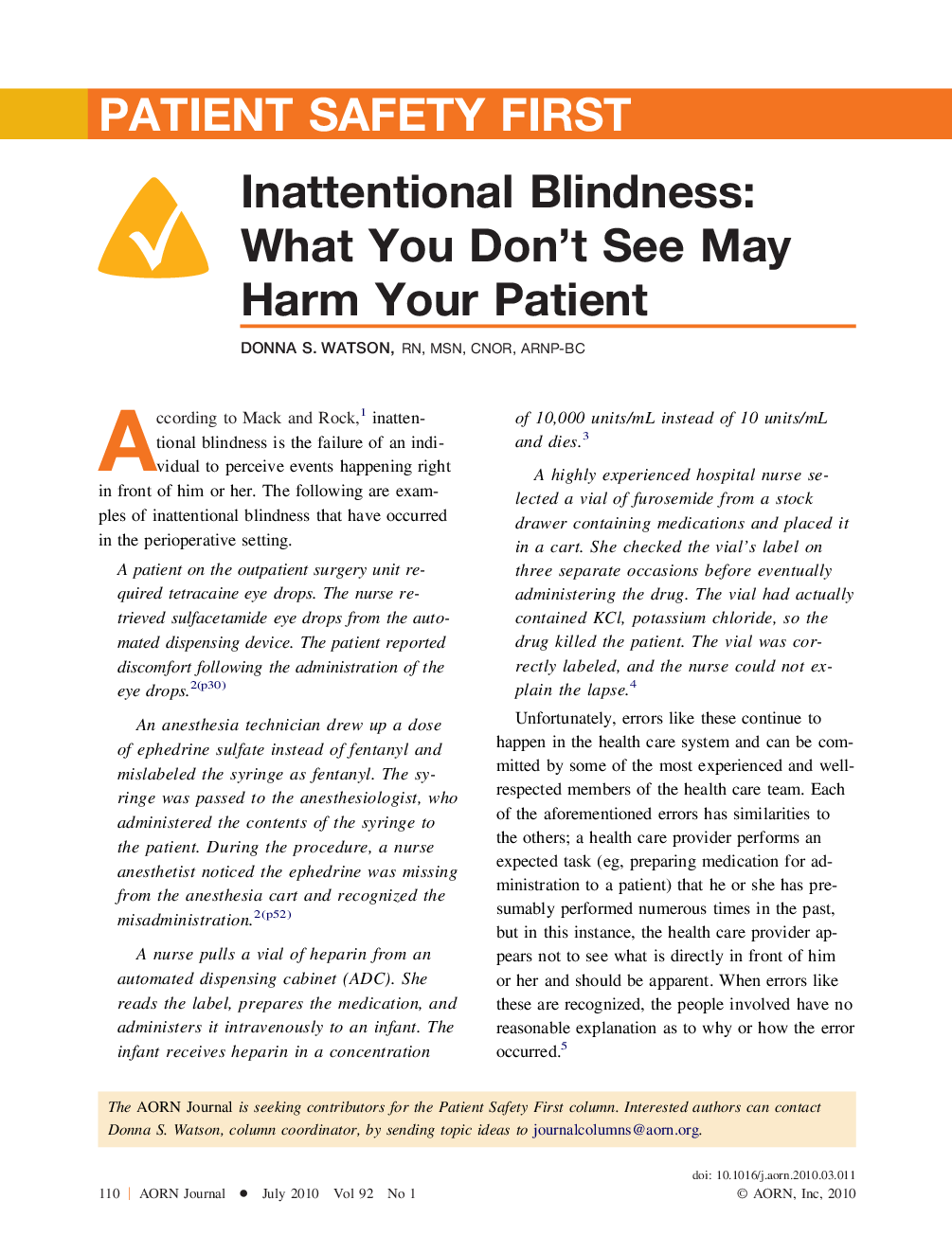 عکس صفحه اول مقاله: Inattentional Blindness: What You Don't See May Harm Your Patient Inattentional Blindness: What You Don't See May Harm Your Patient
