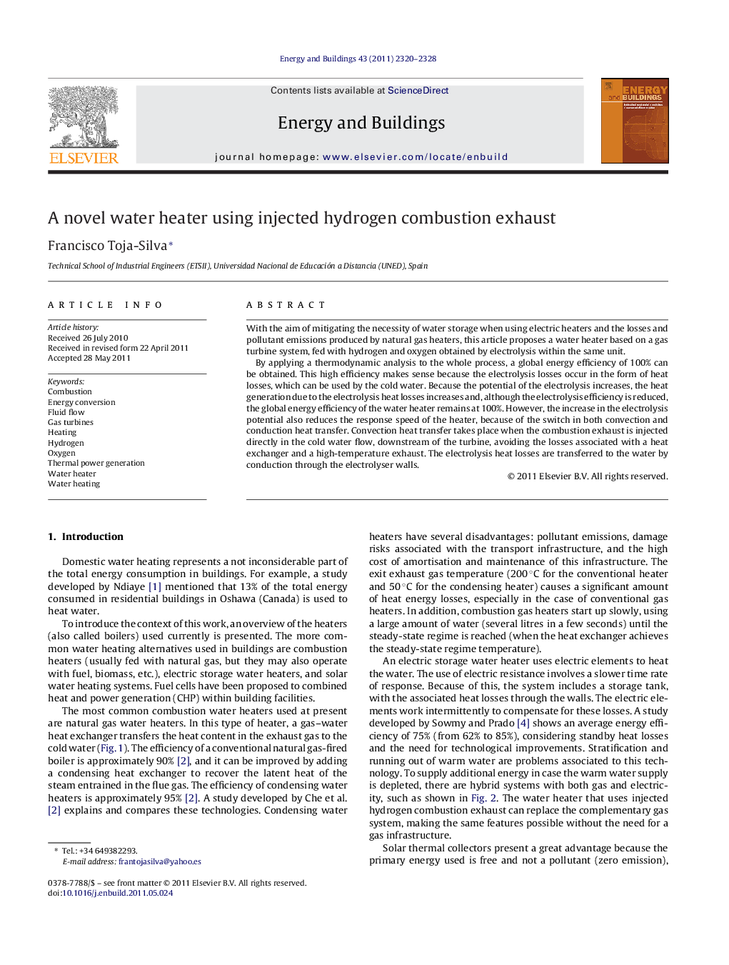 A novel water heater using injected hydrogen combustion exhaust