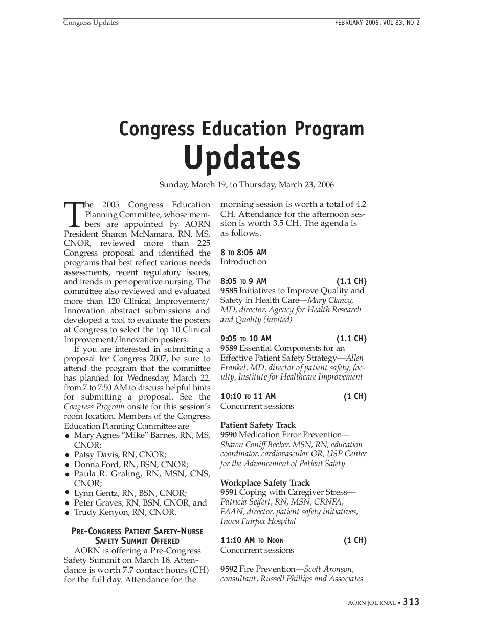 Congress Education Program Updates