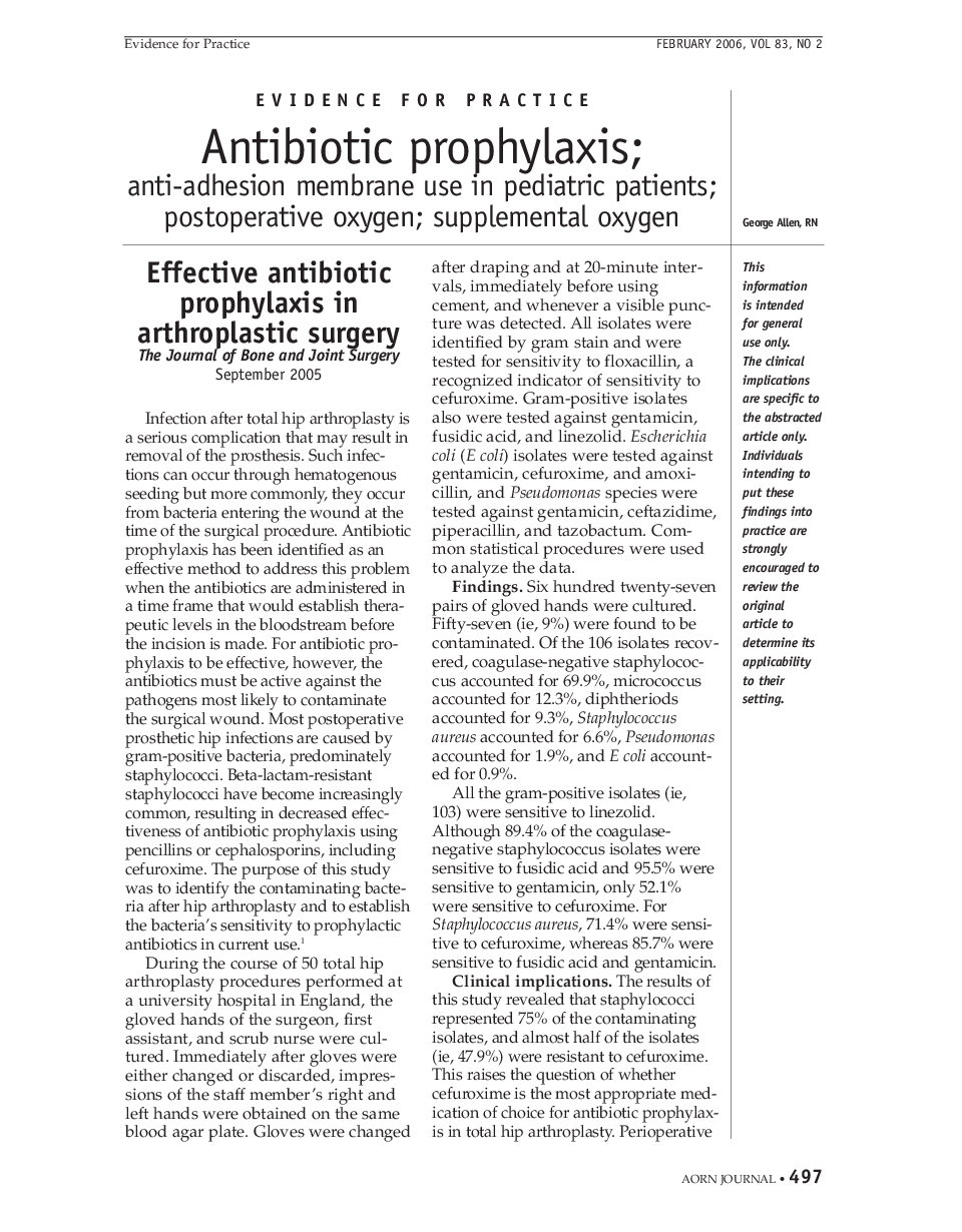 Antibiotic prophylaxis; anti-adhesion membrane use in pediatric patients; postoperative oxygen; supplemental oxygen
