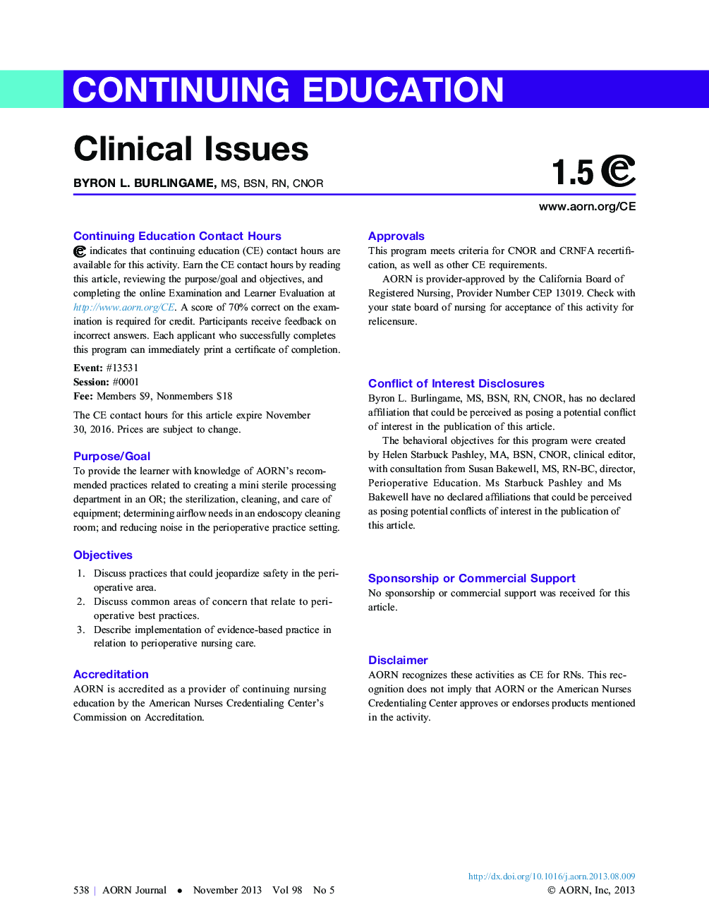 Clinical Issues-November 2013