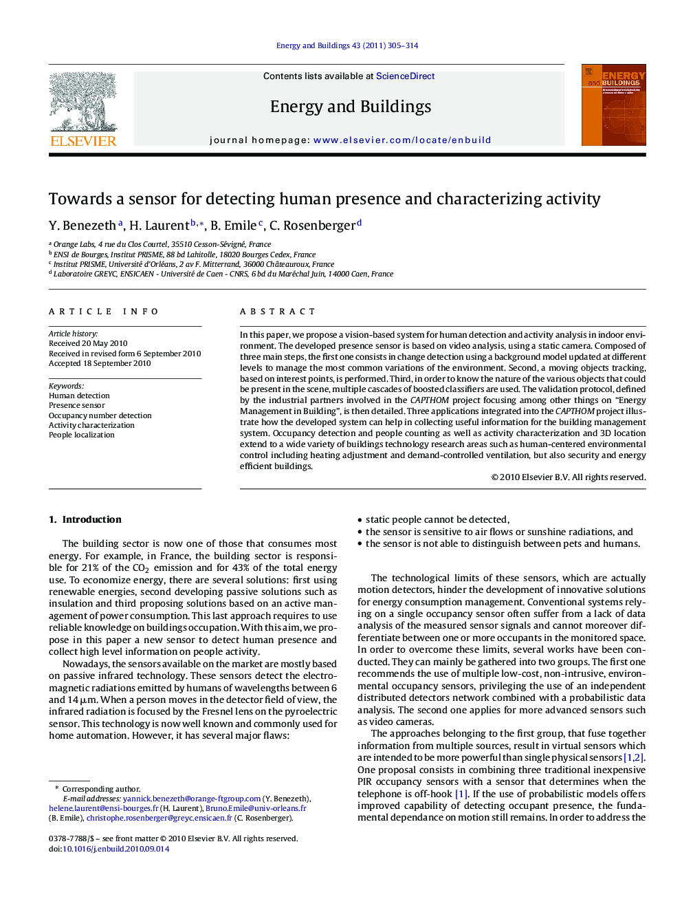 Towards a sensor for detecting human presence and characterizing activity