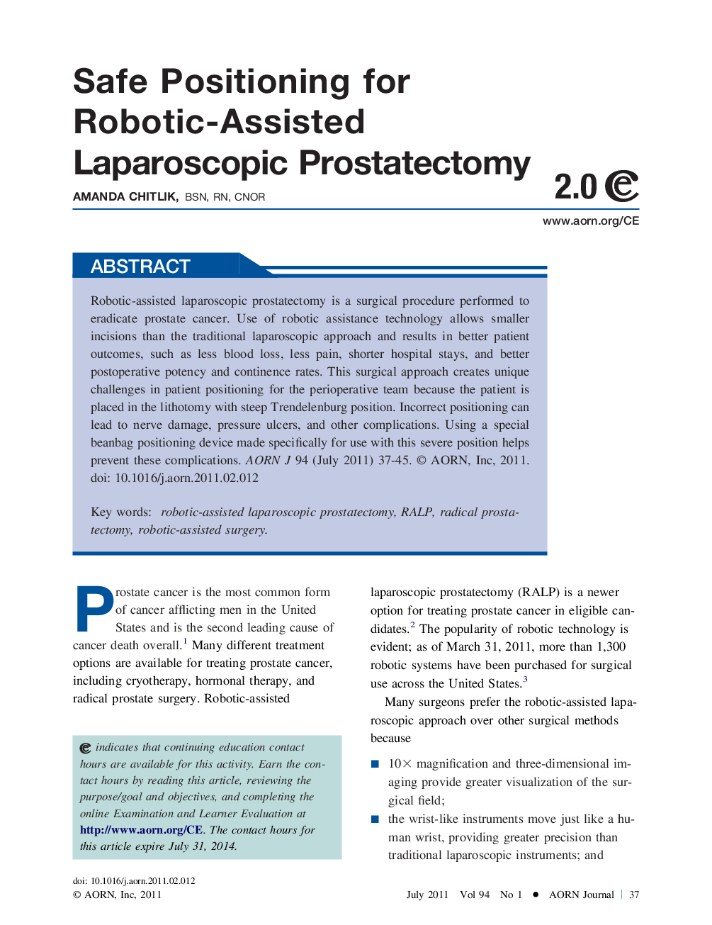 Safe Positioning for Robotic-Assisted Laparoscopic Prostatectomy