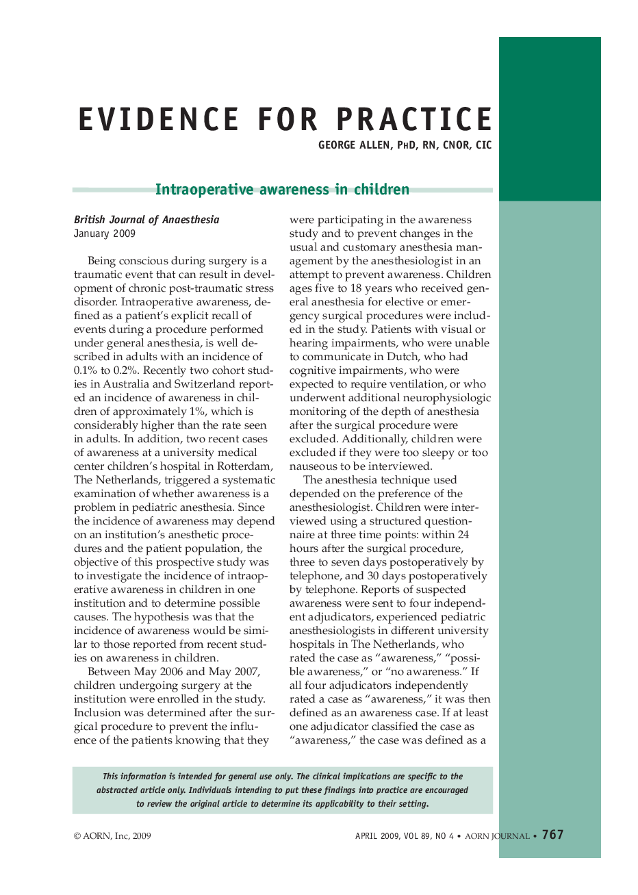 عکس صفحه اول مقاله: Evidence for Practice Evidence for Practice