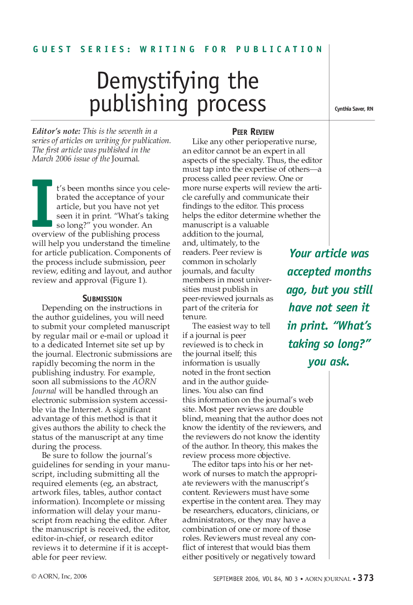 عکس صفحه اول مقاله: Demystifying the publishing process Demystifying the publishing process