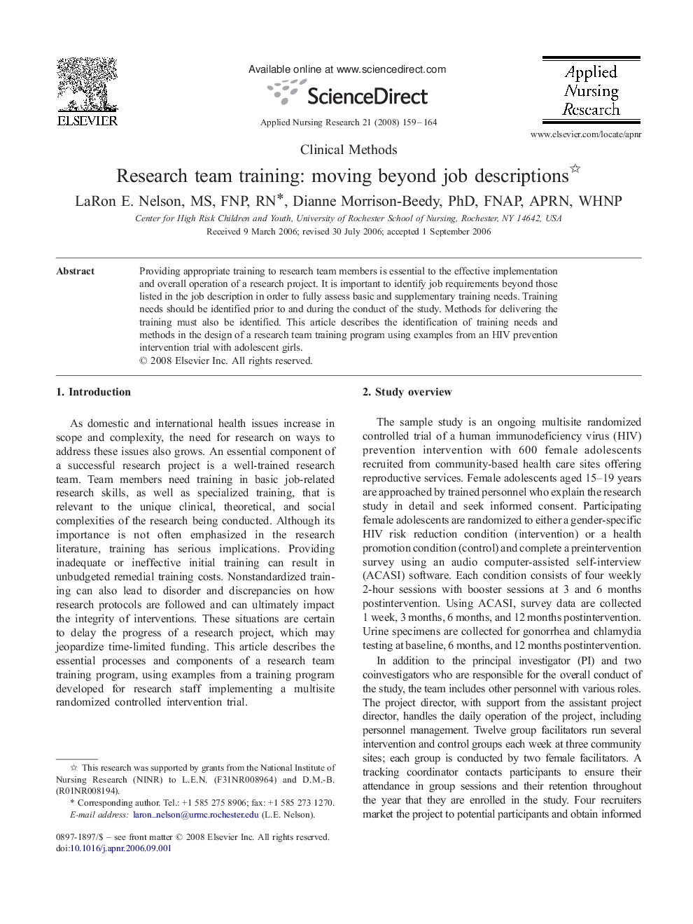 Research team training: moving beyond job descriptions 
