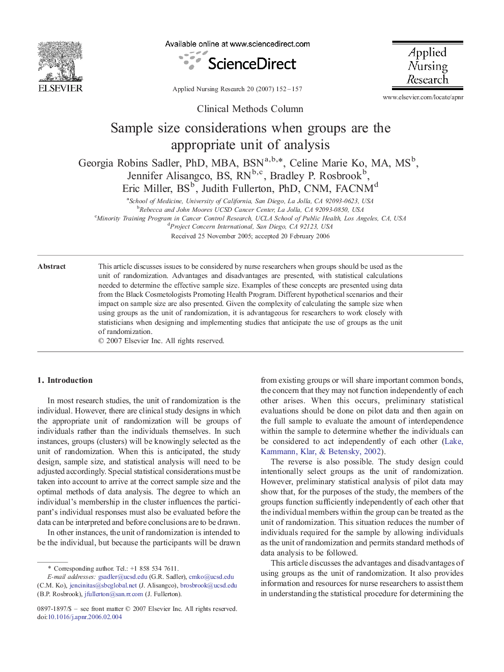 Sample size considerations when groups are the appropriate unit of analysis