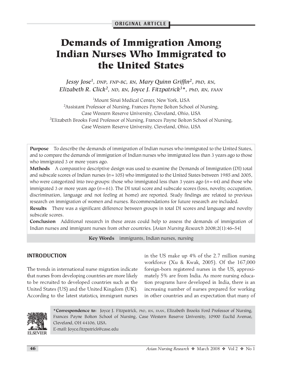 Demands of Immigration Among Indian Nurses Who Immigrated to the United States