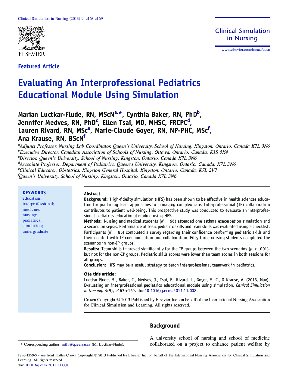 Evaluating An Interprofessional Pediatrics Educational Module Using Simulation