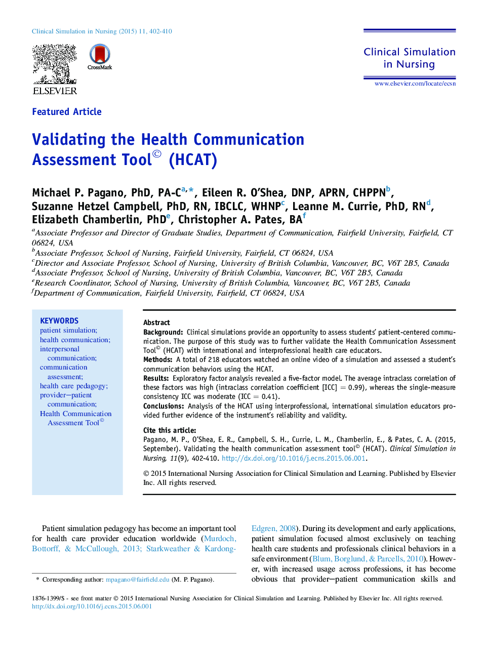 Validating the Health Communication Assessment Tool© (HCAT)
