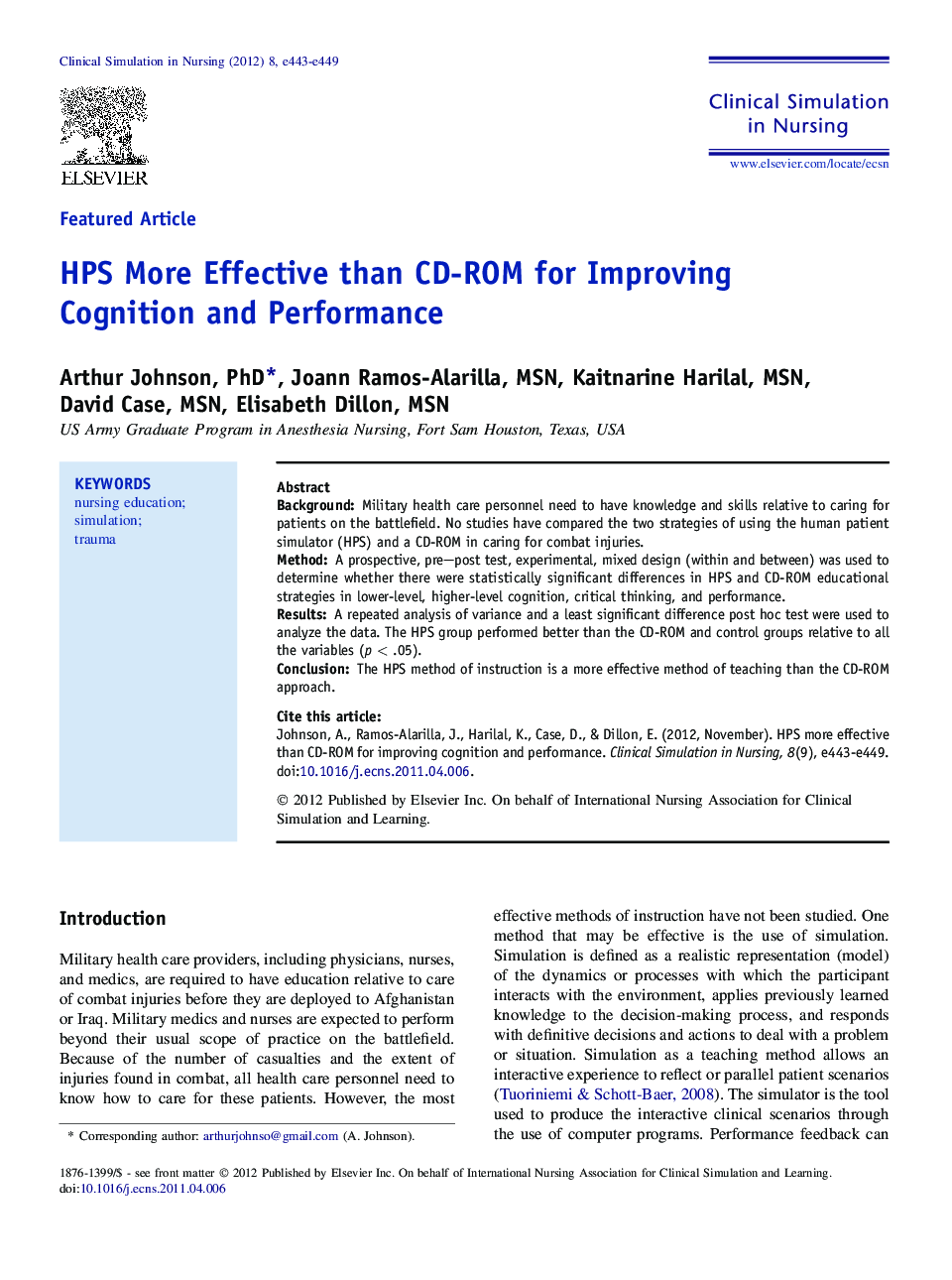HPS More Effective than CD-ROM for Improving Cognition and Performance