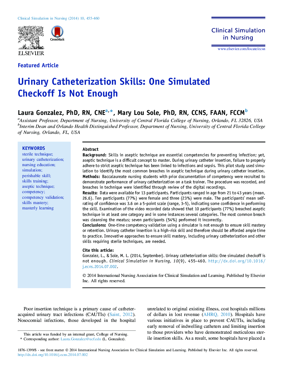 Urinary Catheterization Skills: One Simulated Checkoff Is Not Enough 