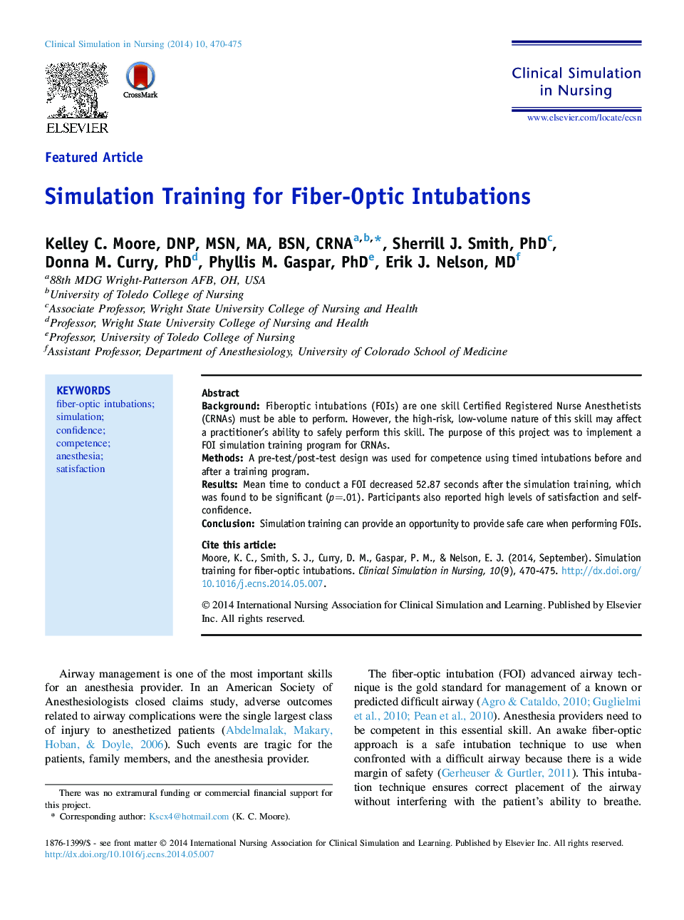 Simulation Training for Fiber-Optic Intubations 