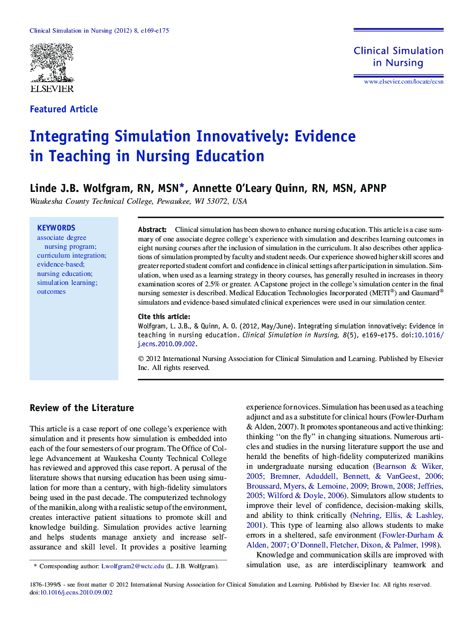 Integrating Simulation Innovatively: Evidence in Teaching in Nursing Education