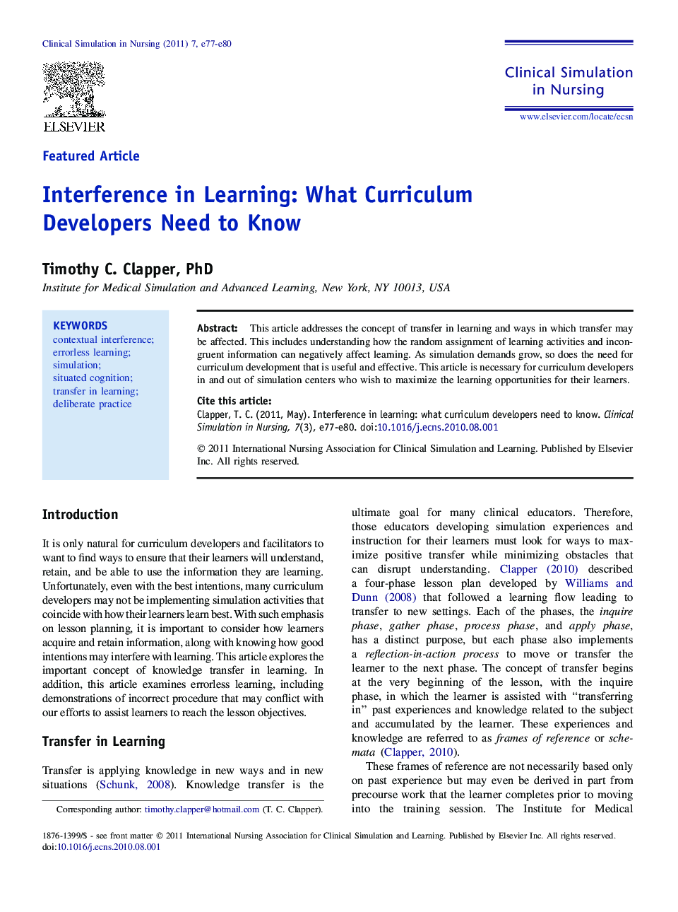 Interference in Learning: What Curriculum Developers Need to Know
