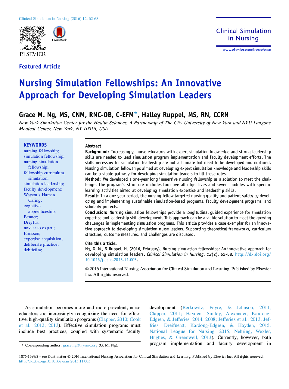 Nursing Simulation Fellowships: An Innovative Approach for Developing Simulation Leaders