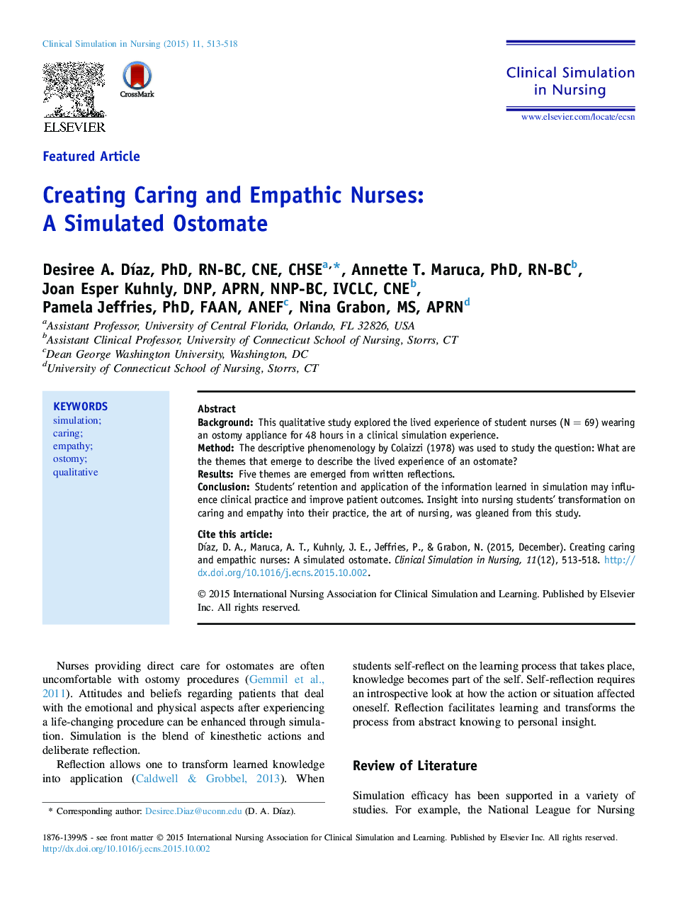 Creating Caring and Empathic Nurses: A Simulated Ostomate