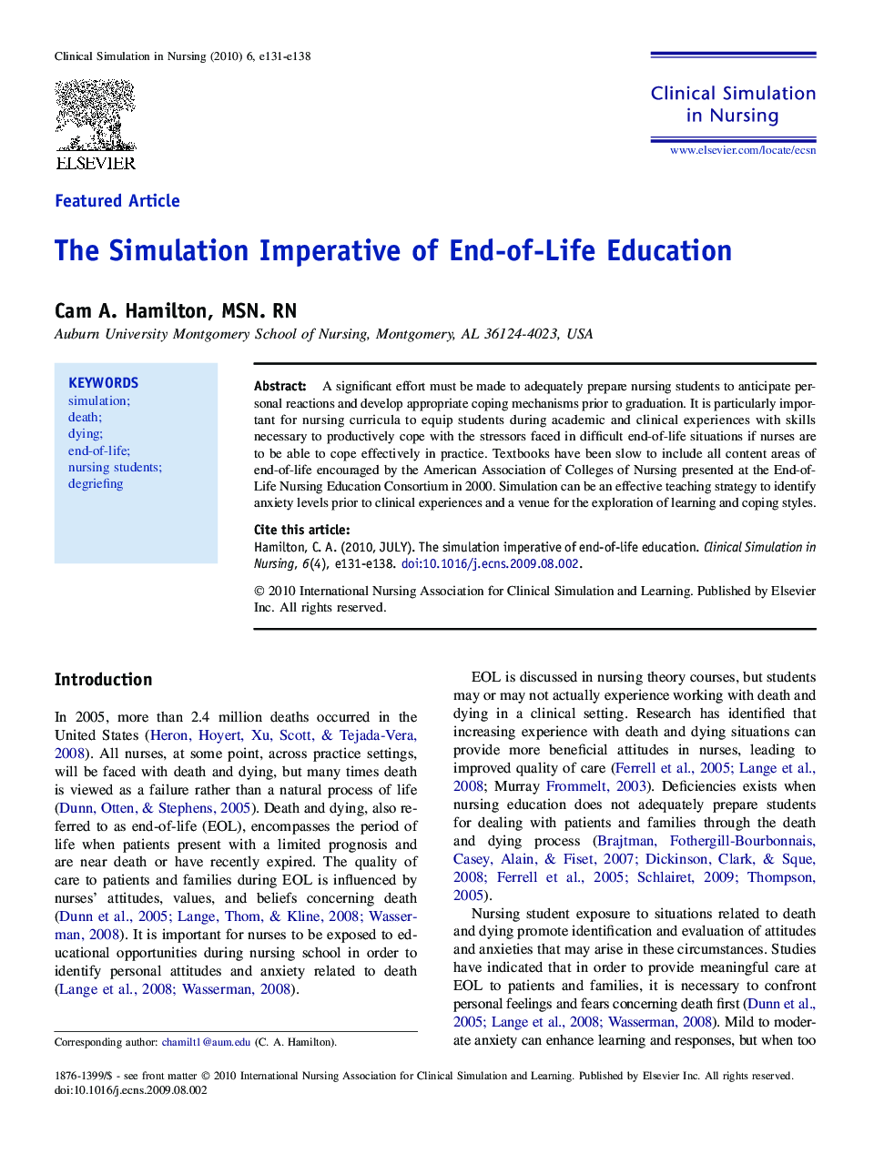The Simulation Imperative of End-of-Life Education 