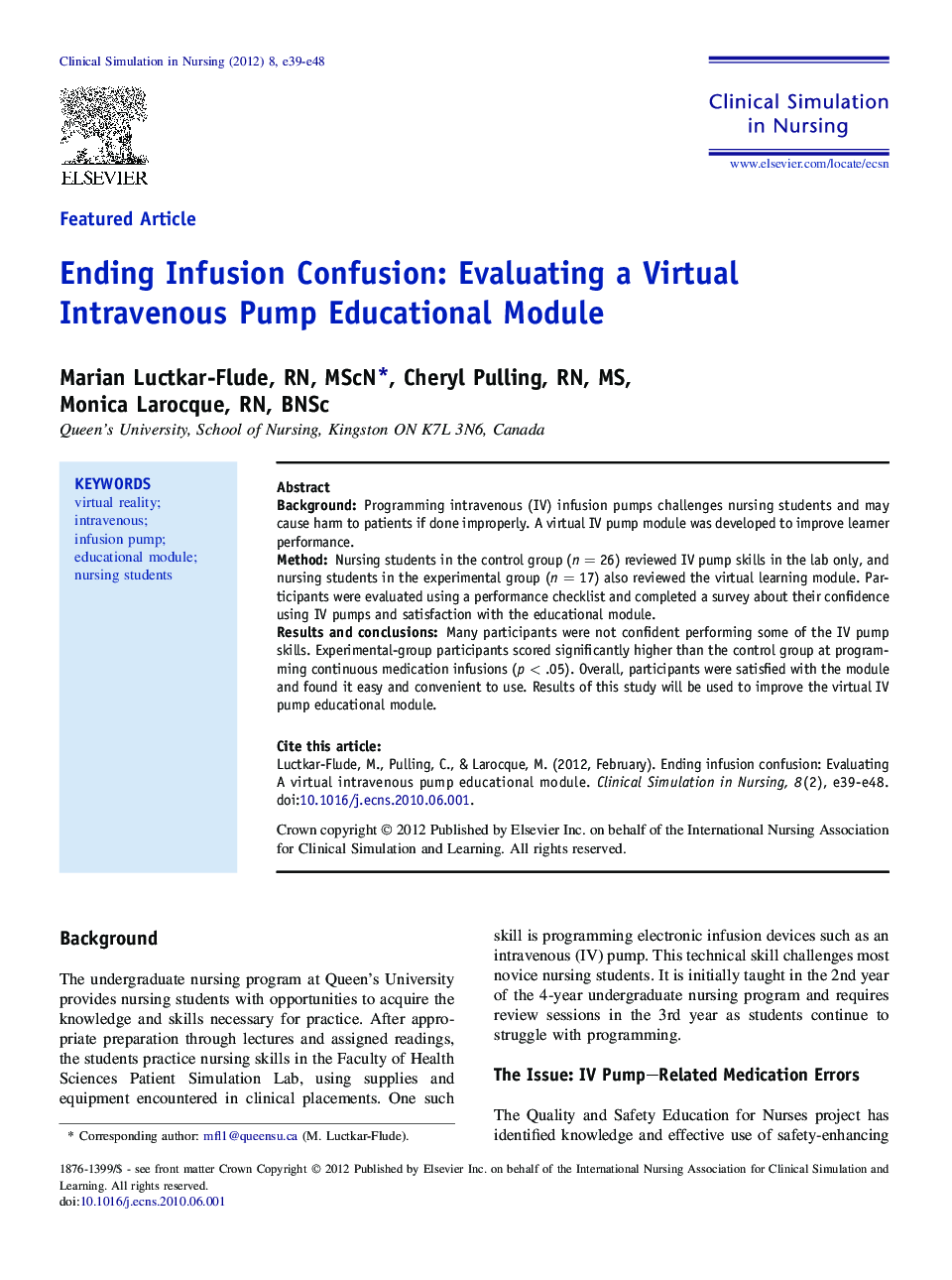 Ending Infusion Confusion: Evaluating a Virtual Intravenous Pump Educational Module