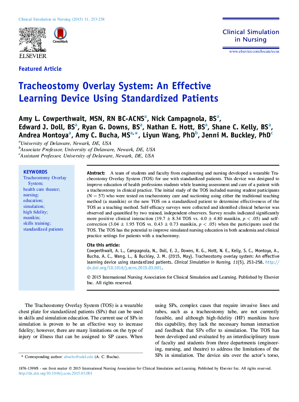 Tracheostomy Overlay System: An Effective Learning Device Using Standardized Patients