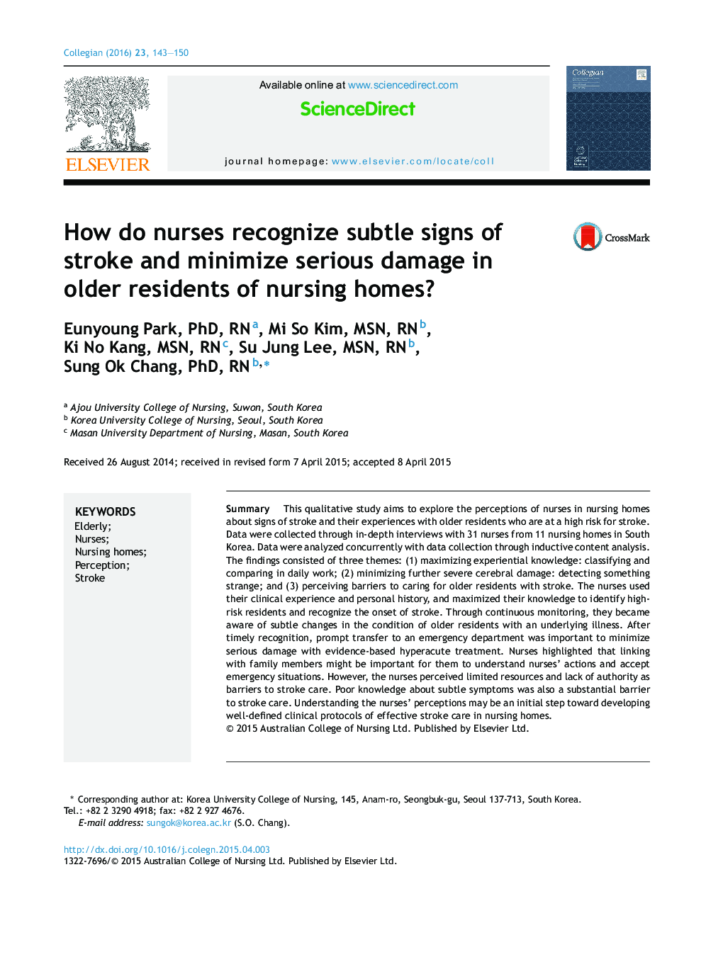 How do nurses recognize subtle signs of stroke and minimize serious damage in older residents of nursing homes?