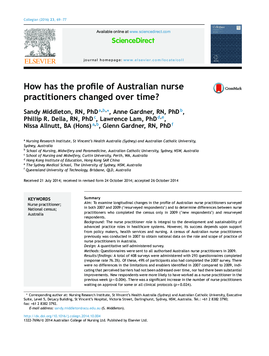 How has the profile of Australian nurse practitioners changed over time?