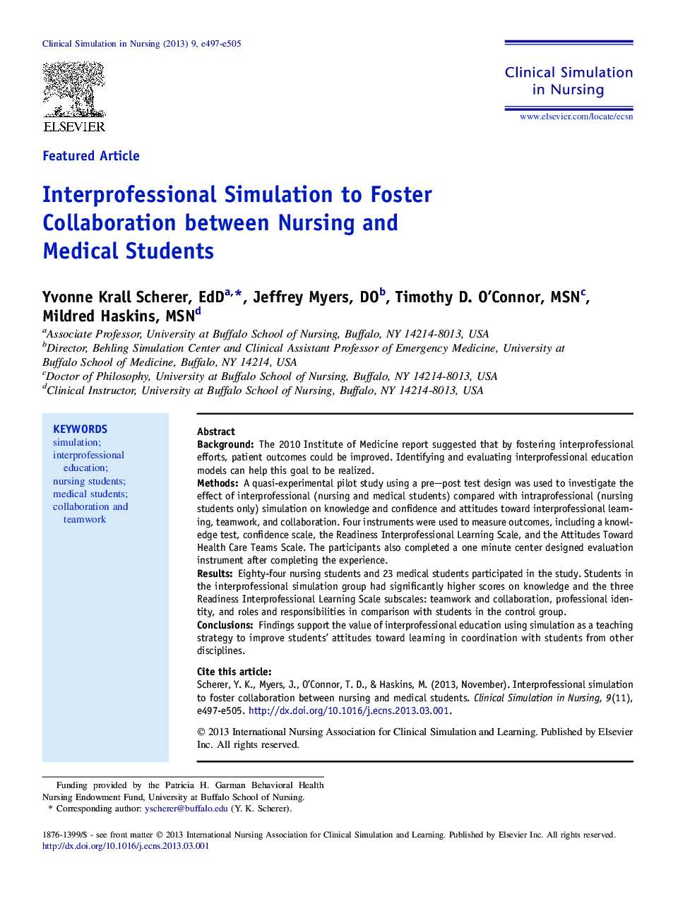 Interprofessional Simulation to Foster Collaboration between Nursing and Medical Students 