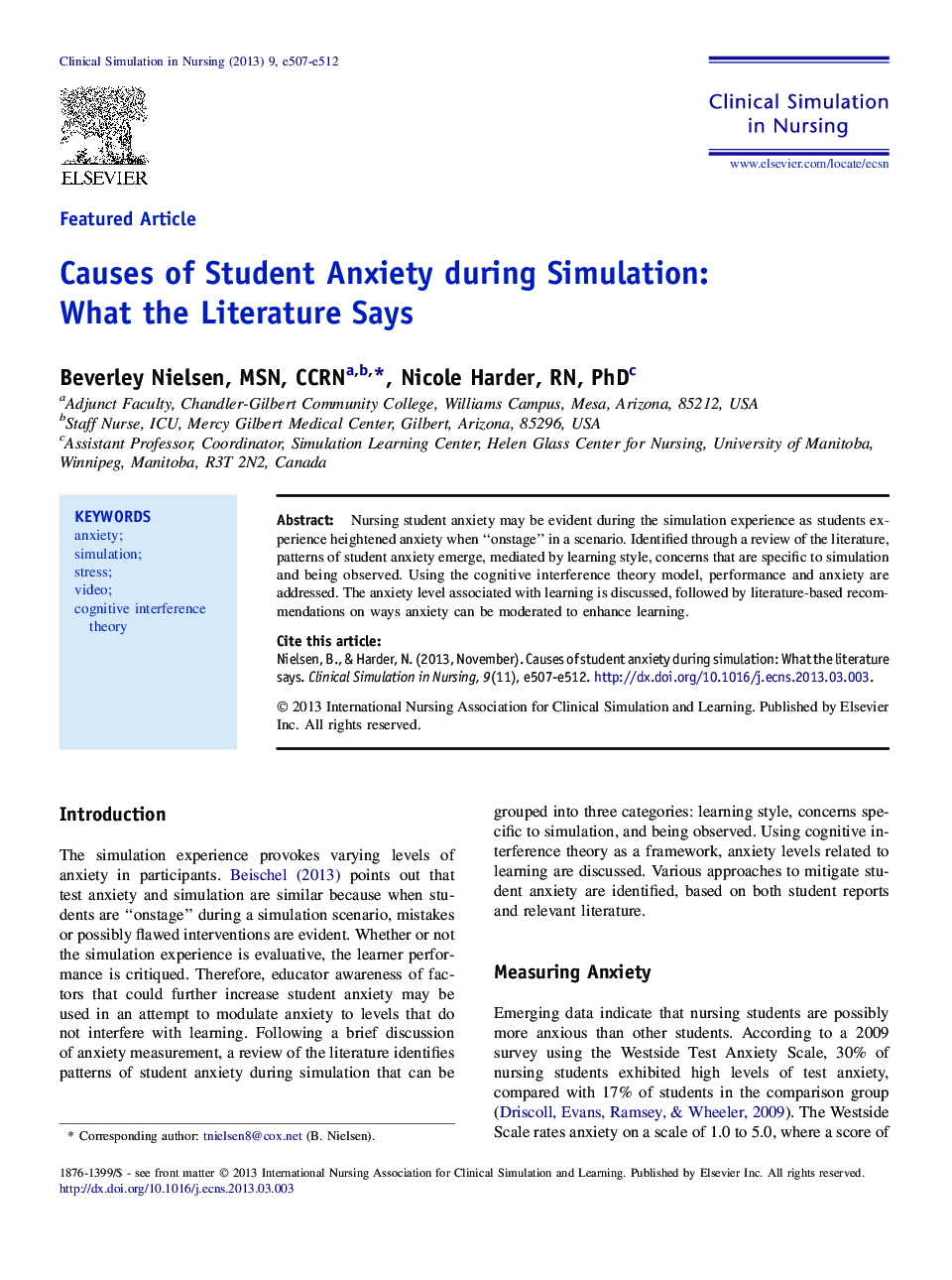 Causes of Student Anxiety during Simulation: What the Literature Says
