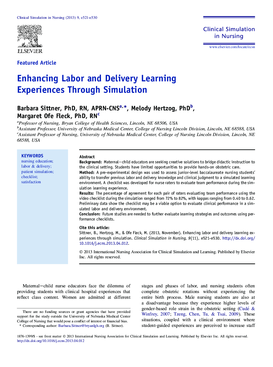 Enhancing Labor and Delivery Learning Experiences Through Simulation 