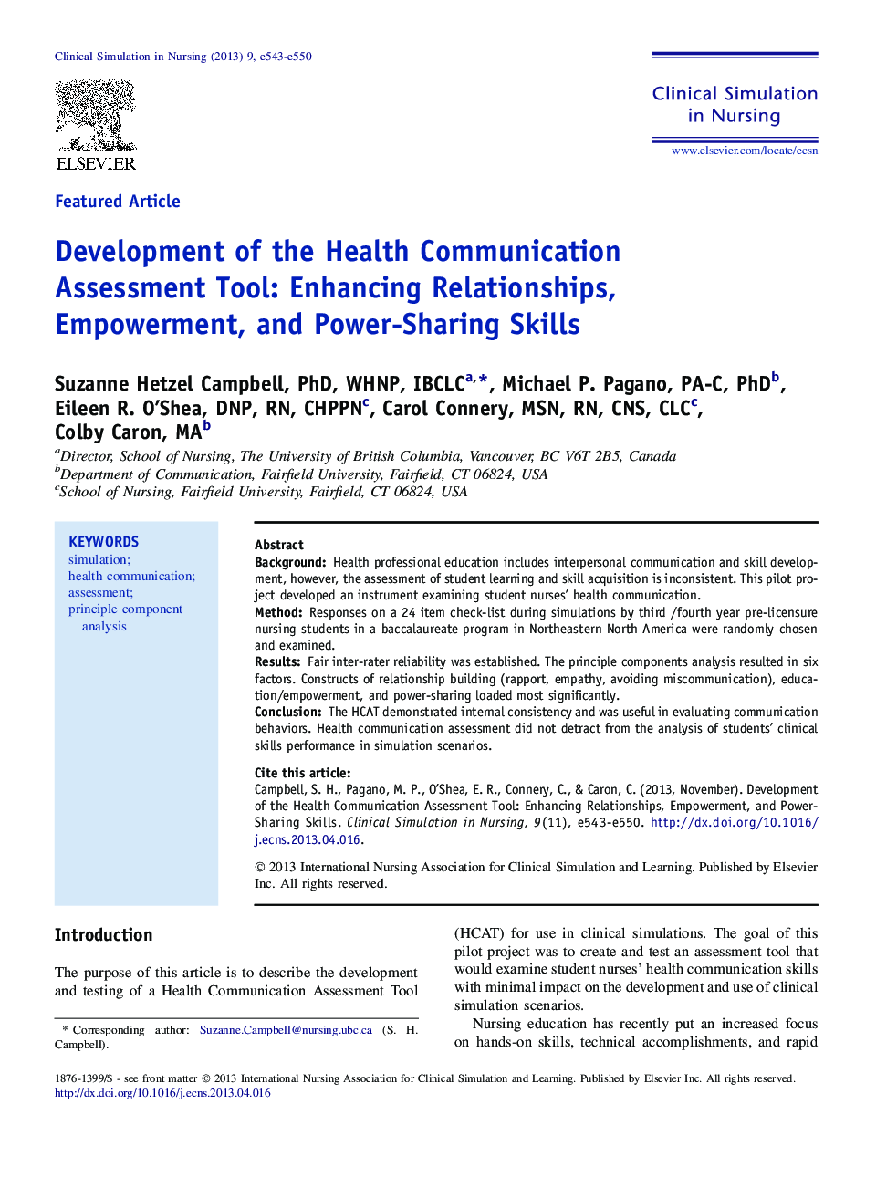 Development of the Health Communication Assessment Tool: Enhancing Relationships, Empowerment, and Power-Sharing Skills