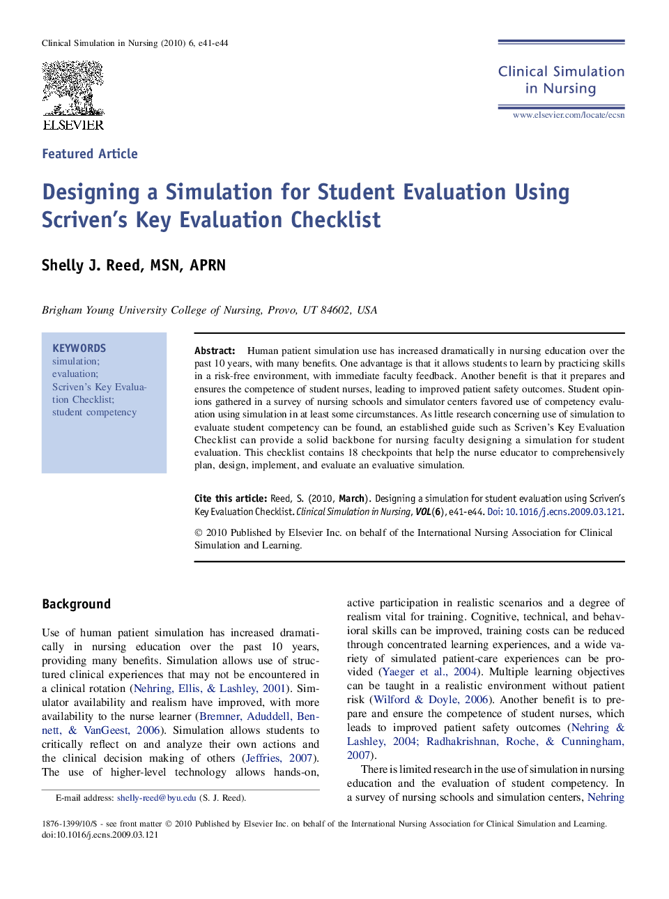 Designing a Simulation for Student Evaluation Using Scriven's Key Evaluation Checklist 