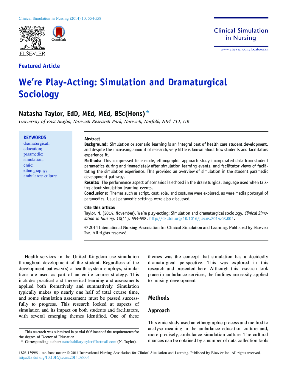 We're Play-Acting: Simulation and Dramaturgical Sociology 
